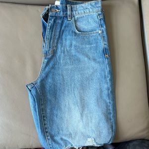 Medium Wash Ripped Straight Leg Jeans